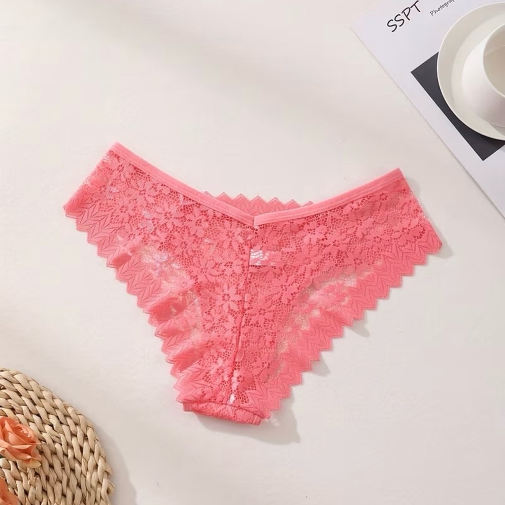 Lace Bikini Panty Set – 6-Pack (Rust, Teal, White, Black, Pink, Gray) - Picture 3 of 4